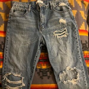 Distressed Blue Jeans